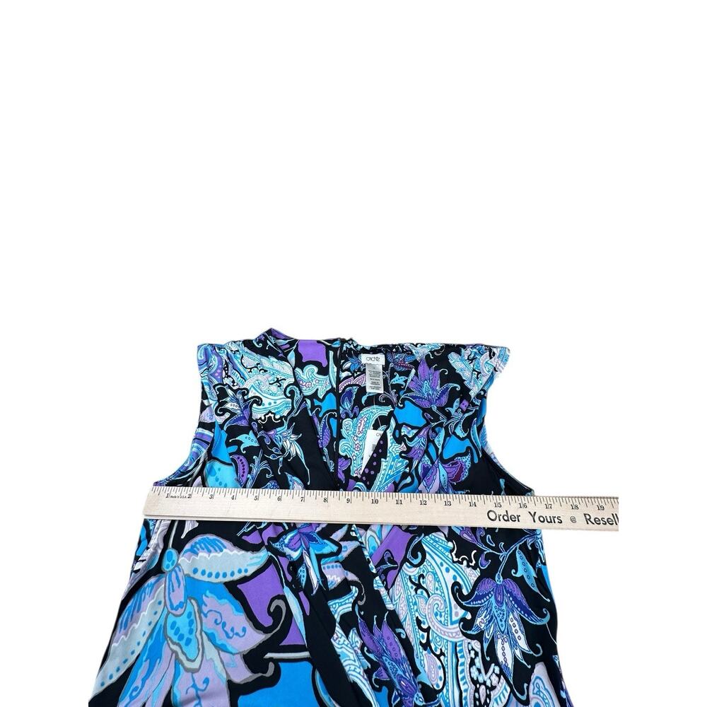 Cache Abstract Paisley Wrap Front Dress Purple Blue Black Ruched Y2K Sz 12 NWT - Picture 3 of 9